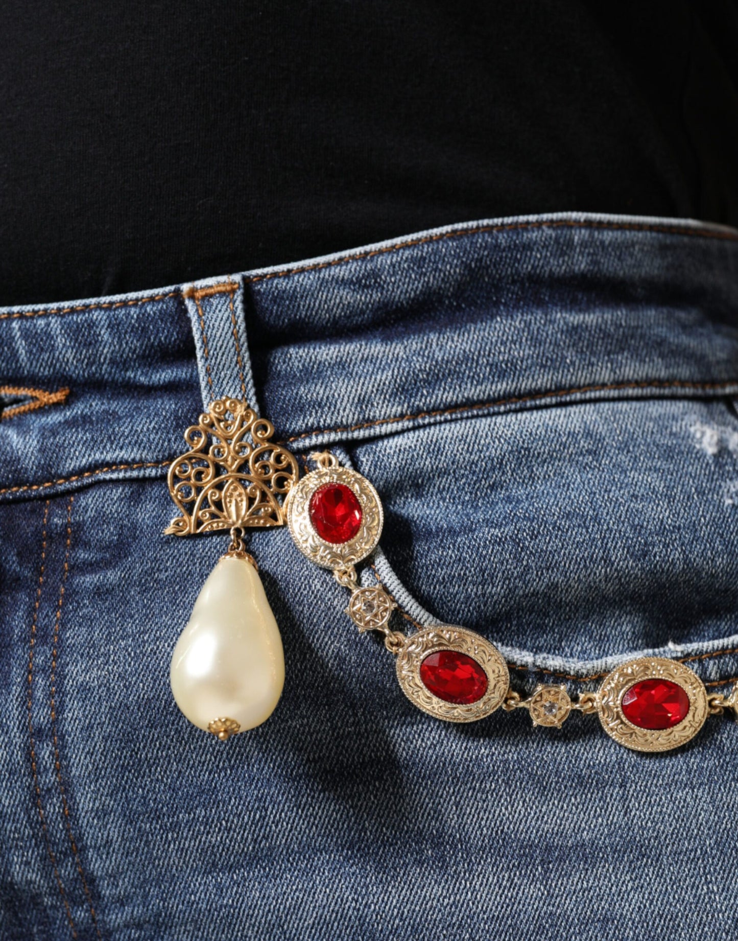 Dolce &amp; Gabbana – Dunkelblaue Skinny-Jeans aus zerfetzter Baumwolle