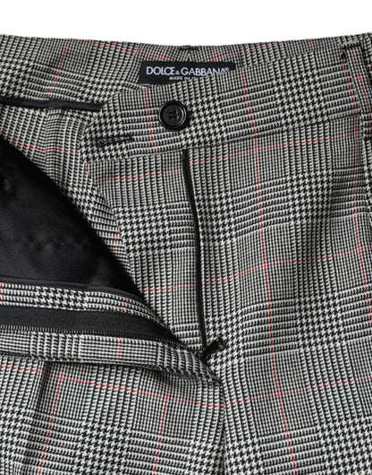 Dolce &amp; Gabbana Grau karierte Wolle mittlere Taille Frauen konische Hose