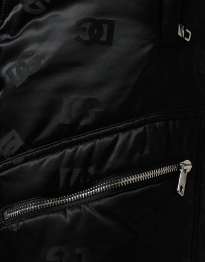 Dolce &amp; Gabbana – Schwarze, gesteppte Hose mit hoher Taille und weitem Bein für Damen