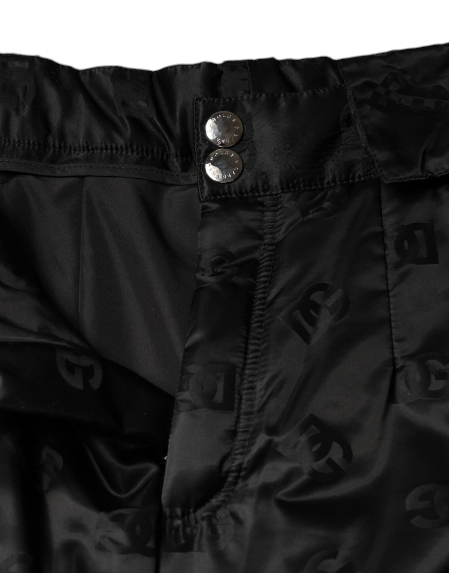 Dolce &amp; Gabbana – Schwarze, gesteppte Hose mit hoher Taille und weitem Bein für Damen