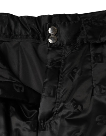 Dolce &amp; Gabbana – Schwarze, gesteppte Hose mit hoher Taille und weitem Bein für Damen