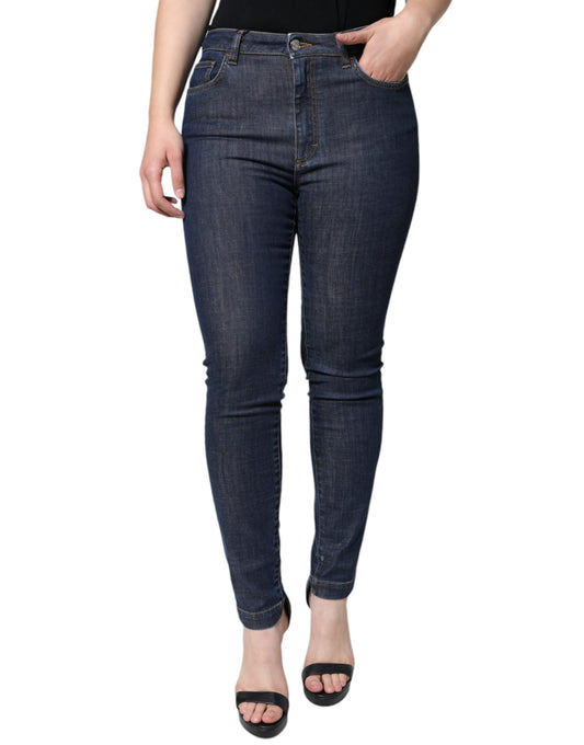 Dolce &amp; Gabbana Dunkelblaue QUEEN Skinny Jeans aus Baumwolle