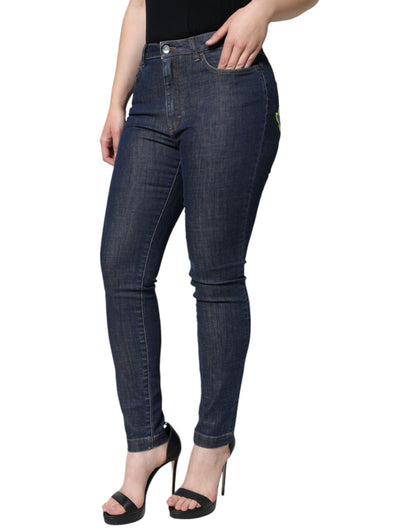 Dolce &amp; Gabbana Dunkelblaue QUEEN Skinny Jeans aus Baumwolle