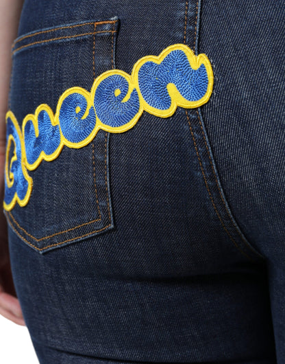 Dolce &amp; Gabbana Dunkelblaue QUEEN Skinny Jeans aus Baumwolle