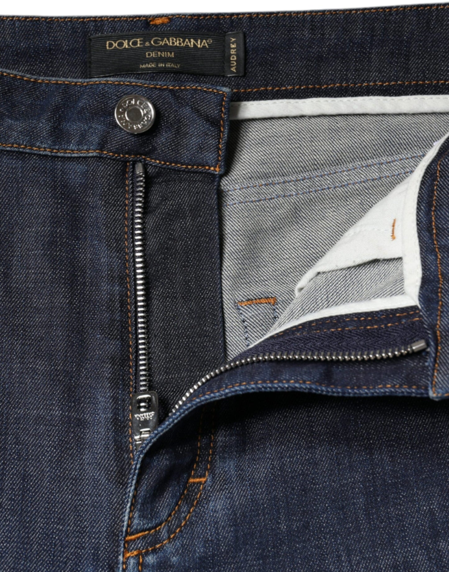 Dolce &amp; Gabbana Dunkelblaue QUEEN Skinny Jeans aus Baumwolle