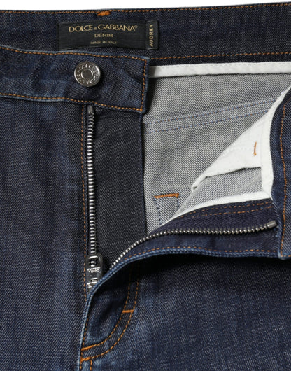 Dolce &amp; Gabbana Dunkelblaue QUEEN Skinny Jeans aus Baumwolle