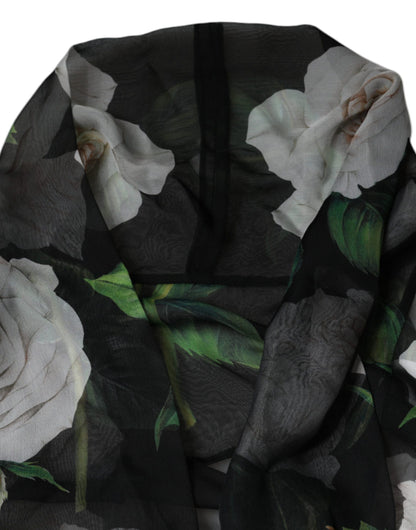 Dolce &amp; Gabbana – Schwarzes Cardigan-Bluse-Top aus Seide mit Blumendruck