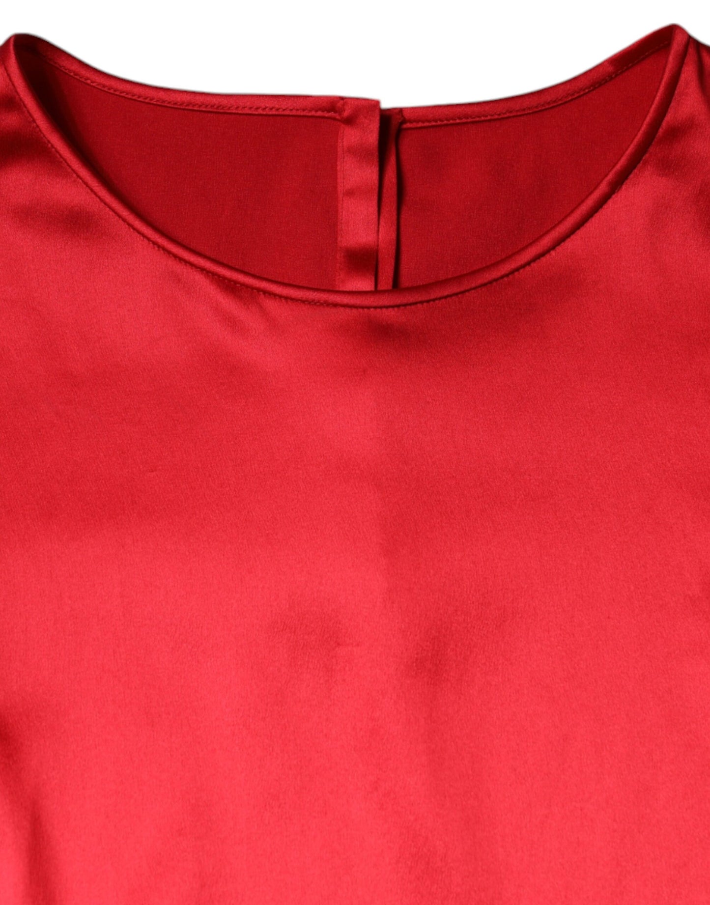 Dolce &amp; Gabbana, Bluse mit Rundhalsausschnitt, rotes Satin-Spitzenbesatz