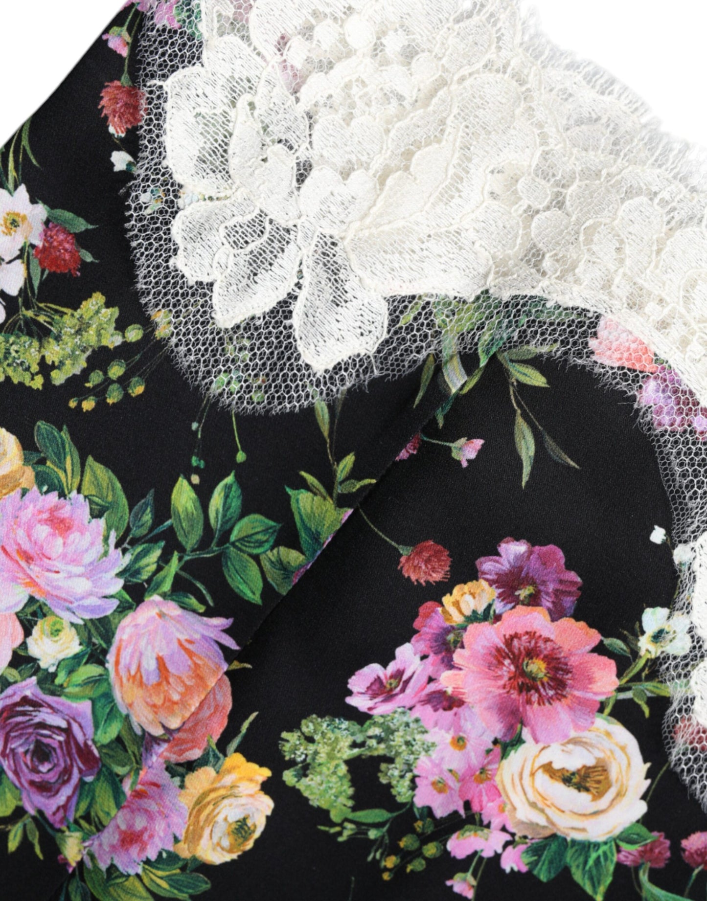 Dolce &amp; Gabbana – Schwarze Bluse mit Blumenspitze und kurzen Ärmeln
