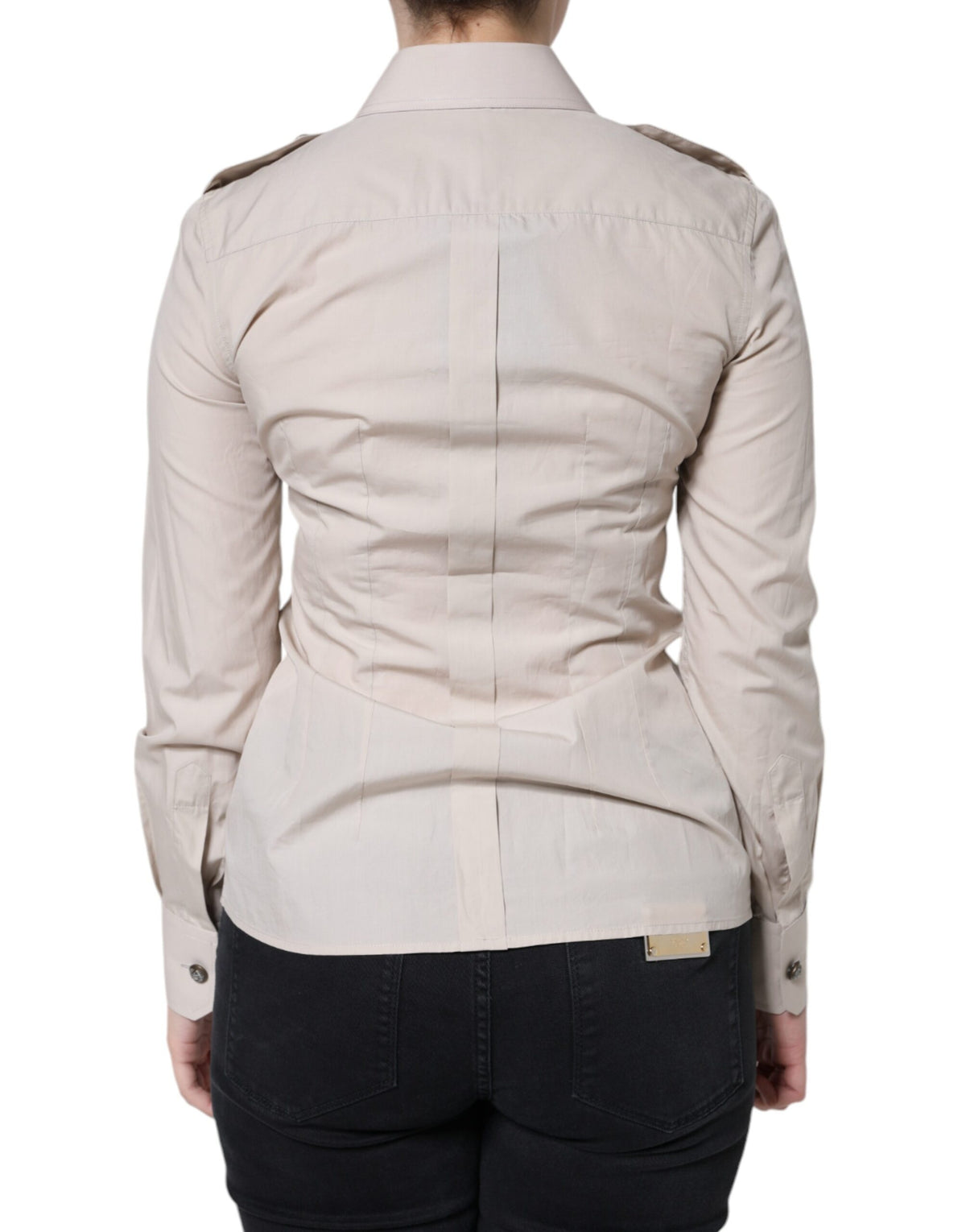 Dolce &amp; Gabbana – Beiges Hemd mit Button-Down-Kragen aus Baumwolle