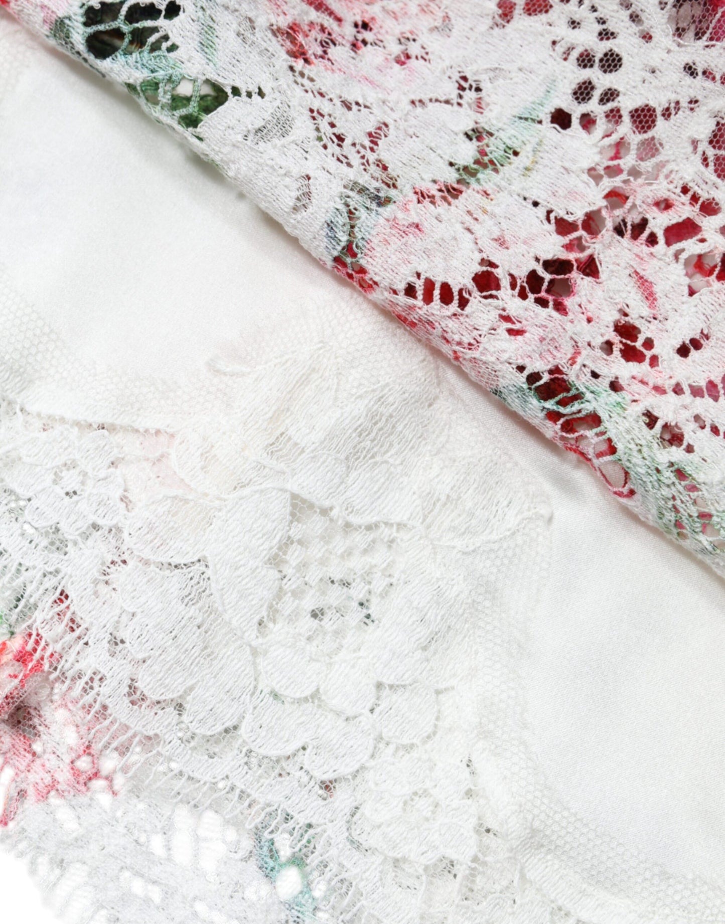 Dolce &amp; Gabbana – Kurzärmliges Blusentop mit weißer Pfingstrosenspitze