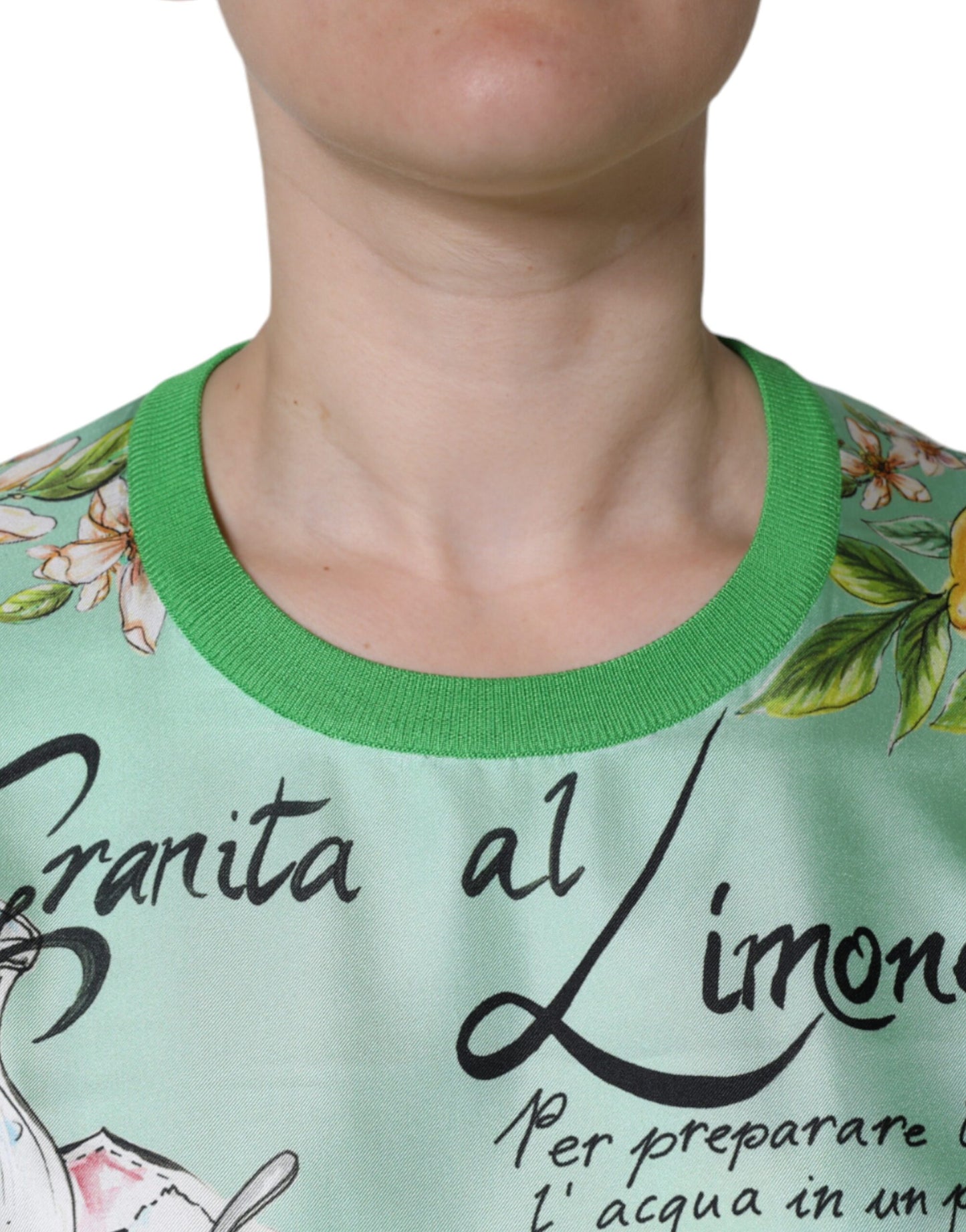 Dolce &amp; Gabbana – Langärmliger Pullover „Granita Al Limone“ aus grüner Seide