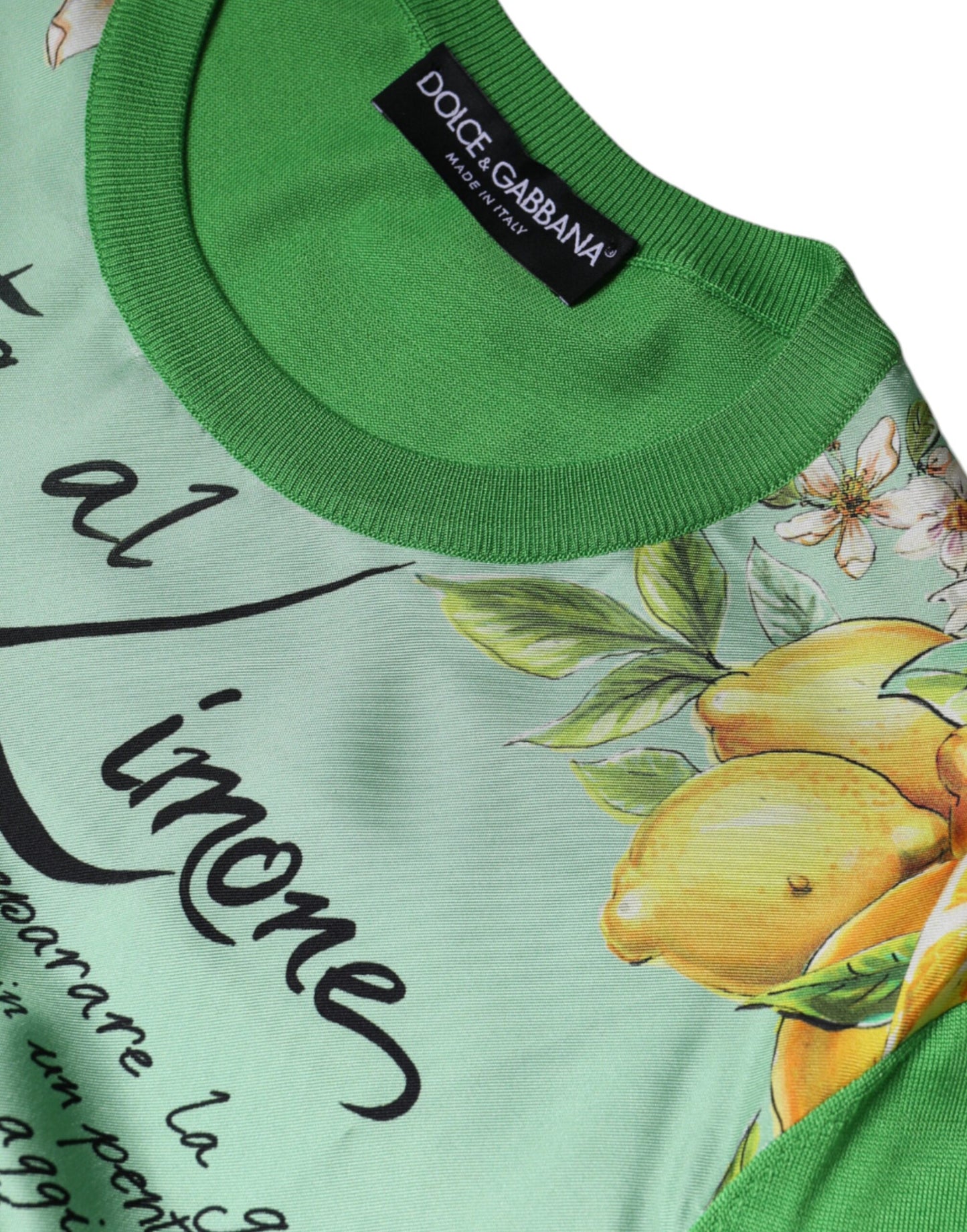 Dolce &amp; Gabbana – Langärmliger Pullover „Granita Al Limone“ aus grüner Seide