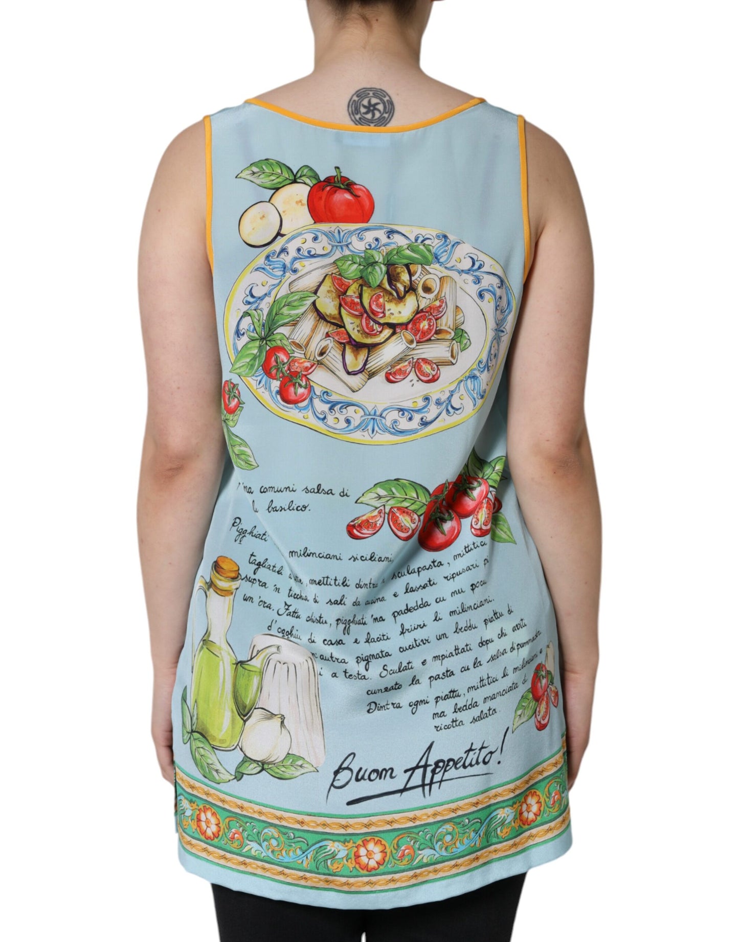 Mehrfarbiges Tanktop mit Pasta Alla Norma-Aufdruck von Dolce &amp; Gabbana