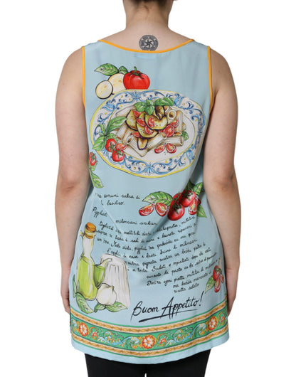 Mehrfarbiges Tanktop mit Pasta Alla Norma-Aufdruck von Dolce &amp; Gabbana