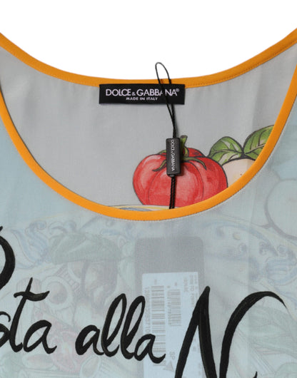 Mehrfarbiges Tanktop mit Pasta Alla Norma-Aufdruck von Dolce &amp; Gabbana