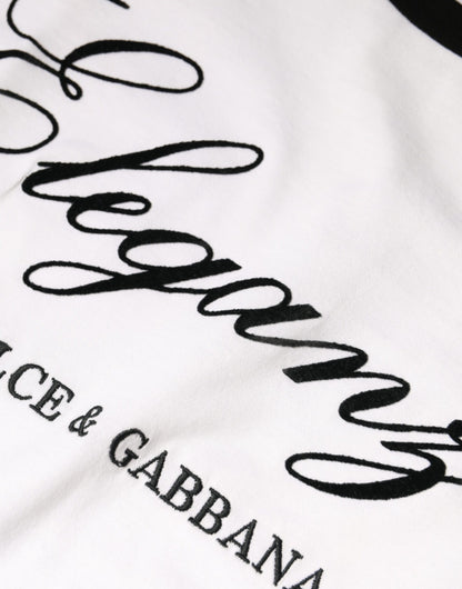 Dolce &amp; Gabbana Weißes T-Shirt aus Baumwolle mit kurzem Arm und Eleganza-Print