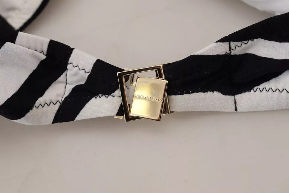 Dolce &amp; Gabbana – Bandeau-Bikinioberteil mit Zebramuster in Schwarz und Weiß