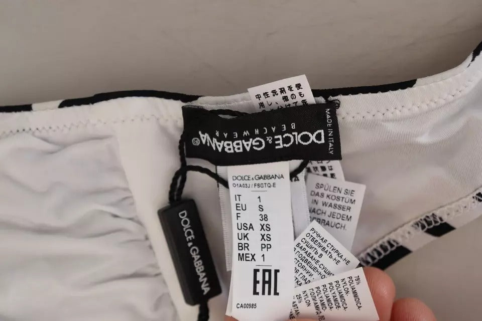 Dolce &amp; Gabbana – Bandeau-Bikinioberteil mit Zebramuster in Schwarz und Weiß