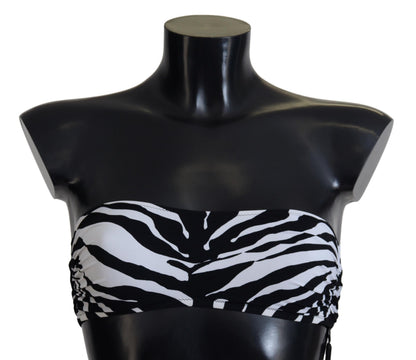 Dolce &amp; Gabbana – Bandeau-Bikinioberteil mit Zebramuster in Schwarz und Weiß
