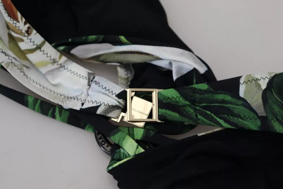 Dolce &amp; Gabbana – Schwarzes Neckholder-Bikinioberteil mit Blumenmuster