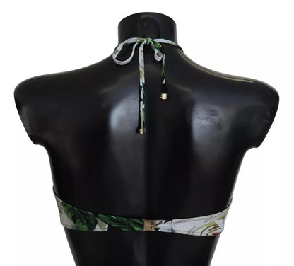 Dolce &amp; Gabbana – Schwarzes Neckholder-Bikinioberteil mit Blumenmuster