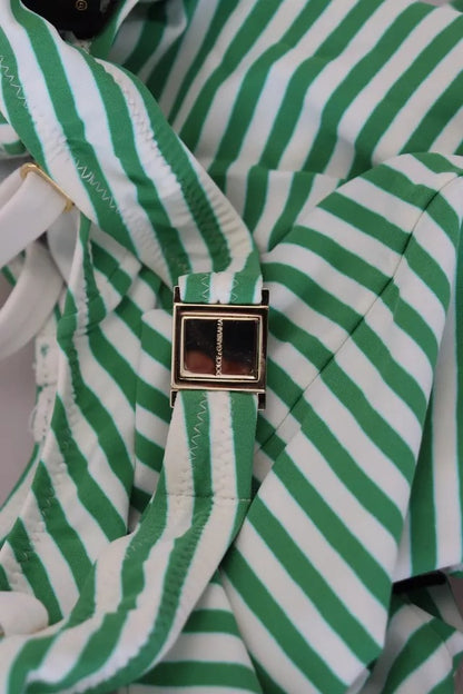 Dolce &amp; Gabbana Weiß Grün Streifen Einteiler Bademode