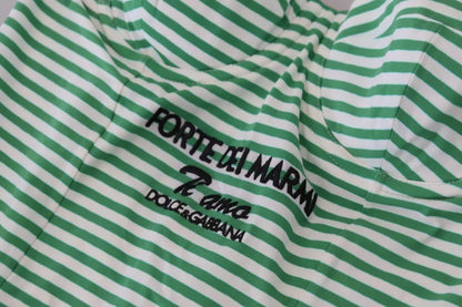Dolce &amp; Gabbana Weiß Grün Streifen Einteiler Bademode