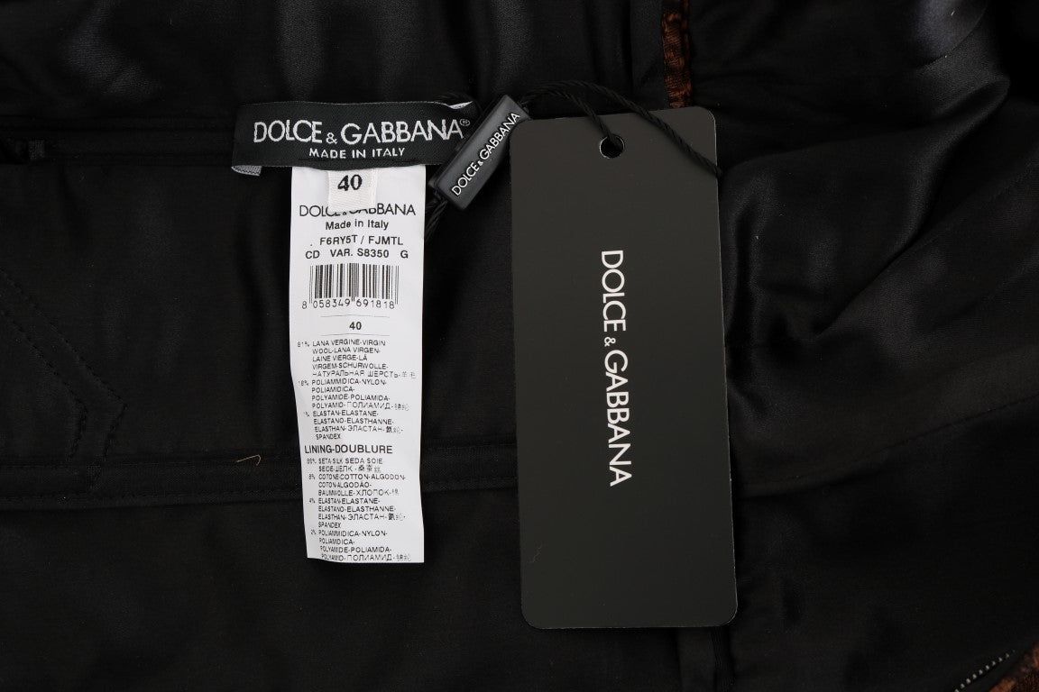 Dolce &amp; Gabbana – A-Linien-Kleid aus Brokat mit Blumenmuster in Schwarz und Braun