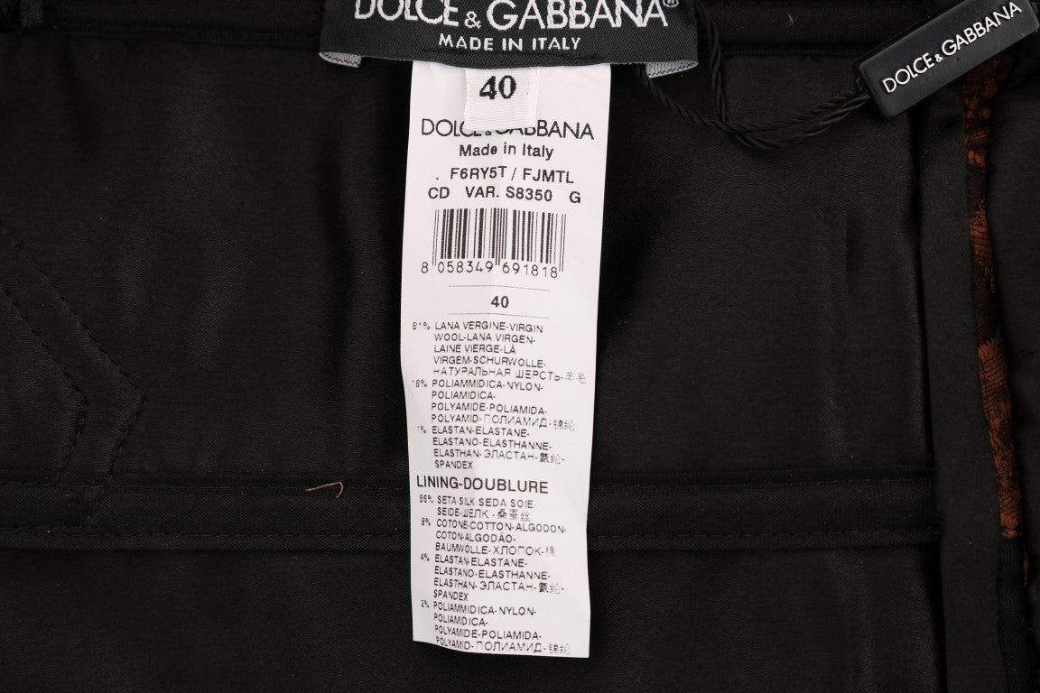 Dolce &amp; Gabbana – A-Linien-Kleid aus Brokat mit Blumenmuster in Schwarz und Braun