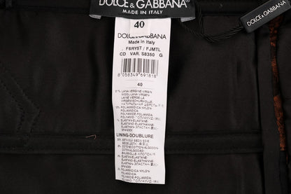 Dolce &amp; Gabbana – A-Linien-Kleid aus Brokat mit Blumenmuster in Schwarz und Braun