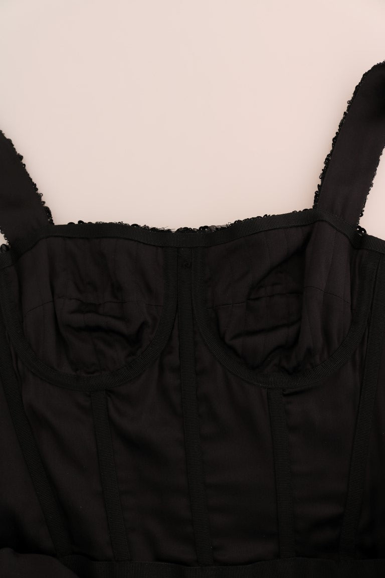 Dolce &amp; Gabbana – Etuikleid mit Pailletten und schwarzen und roten Punkten