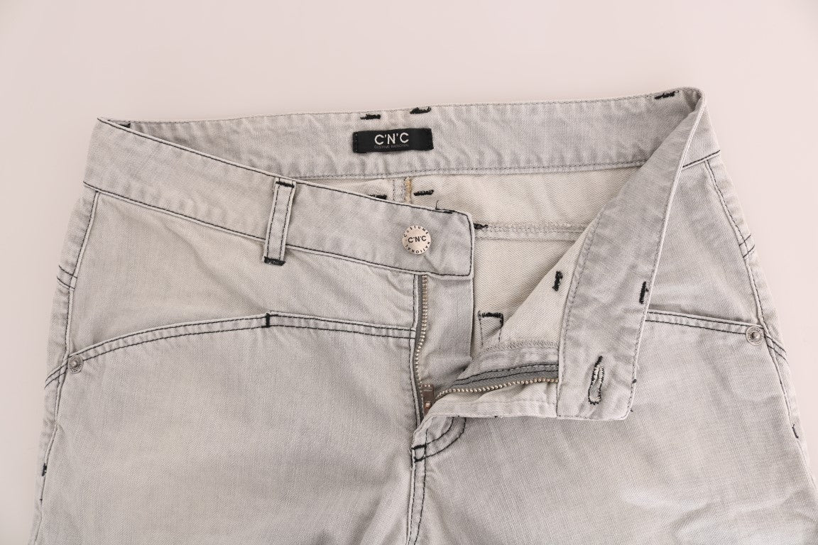 Costume National – Schmal geschnittene Jeans aus Baumwolle in Grau