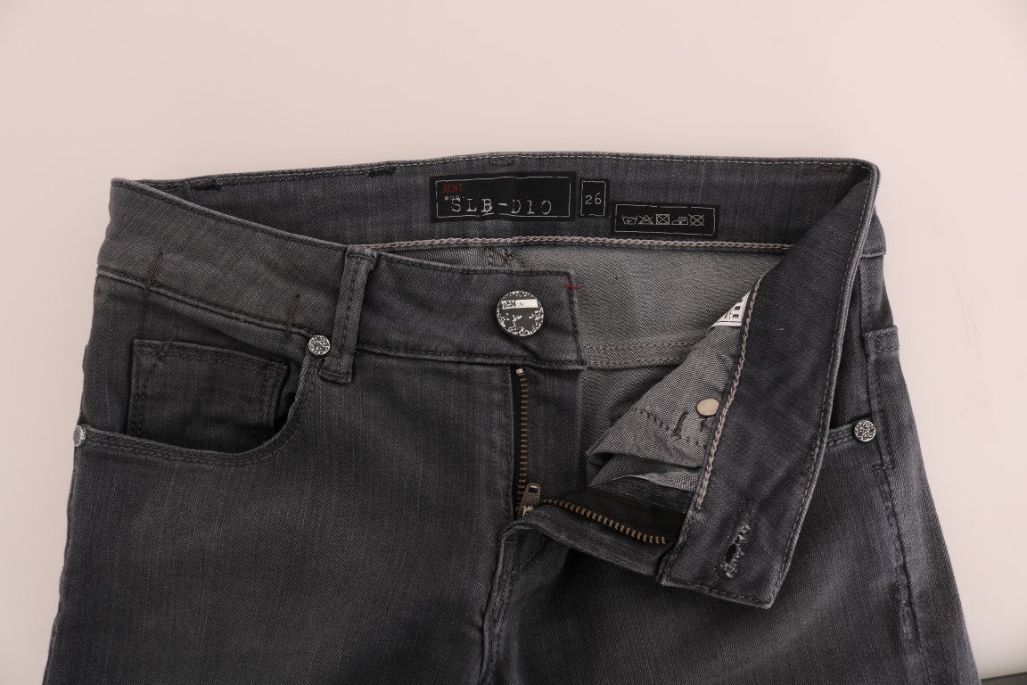 Acht Graue Slim Fit Jeans aus Baumwolle