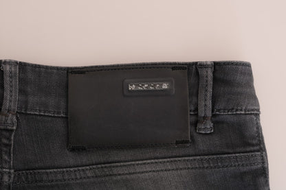 Acht Graue Slim Fit Jeans aus Baumwolle