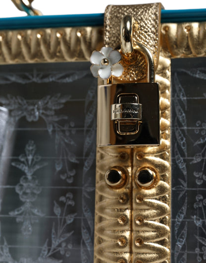 Dolce &amp; Gabbana Mehrfarbige Clutch aus Holz und Leder