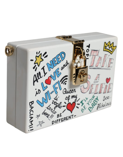 Dolce &amp; Gabbana – Clutch mit Graffiti-Print in Weiß