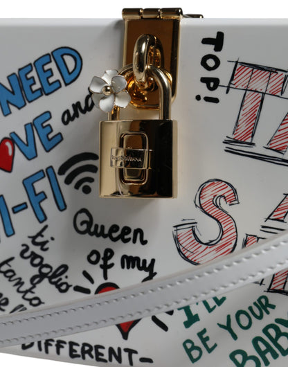 Dolce &amp; Gabbana – Clutch mit Graffiti-Print in Weiß