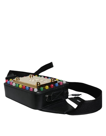 Dolce &amp; Gabbana – Gürteltasche mit LED-Logo aus schwarzem Leder