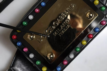 Dolce &amp; Gabbana – Gürteltasche mit LED-Logo aus schwarzem Leder