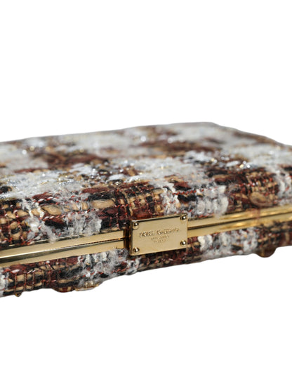 Dolce &amp; Gabbana – Mehrfarbige Clutch-Umhängetasche aus Tweed mit Blumenmuster
