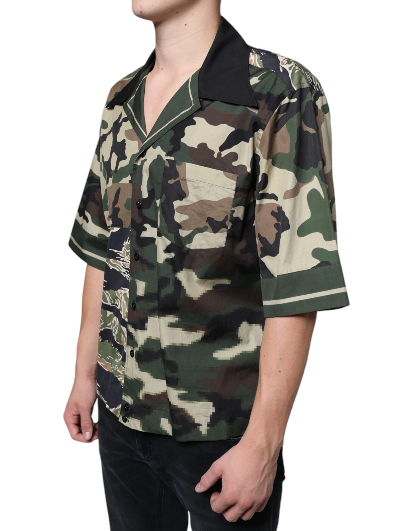 Dolce &amp; Gabbana Mehrfarbiges Camouflage Button-Down-Freizeithemd für Herren