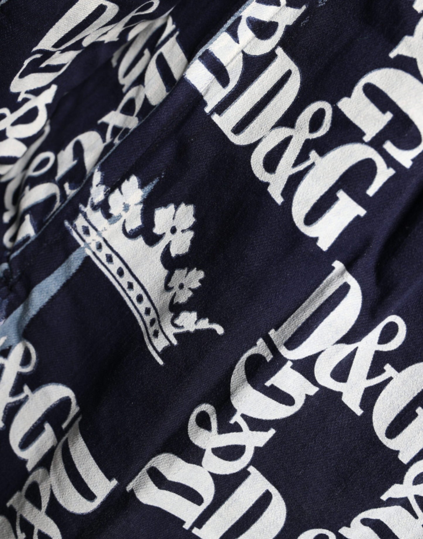 Dolce &amp; Gabbana – Slim Fit-Baumwollhemd mit blauem Kronen-Logo-Print