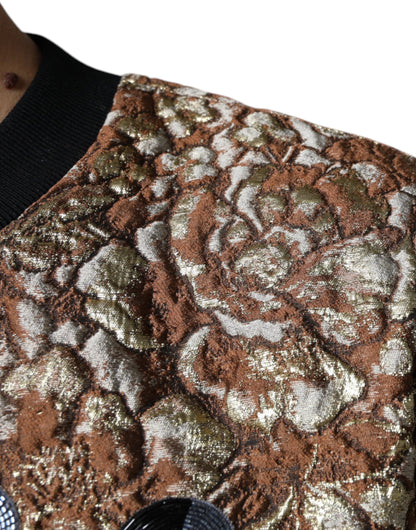 Dolce &amp; Gabbana – Brauner Jacquard-Pullover „Mambo Ananas“