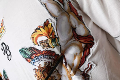 Dolce &amp; Gabbana – Weißes T-Shirt mit Rundhalsausschnitt und Engelskronen-Print