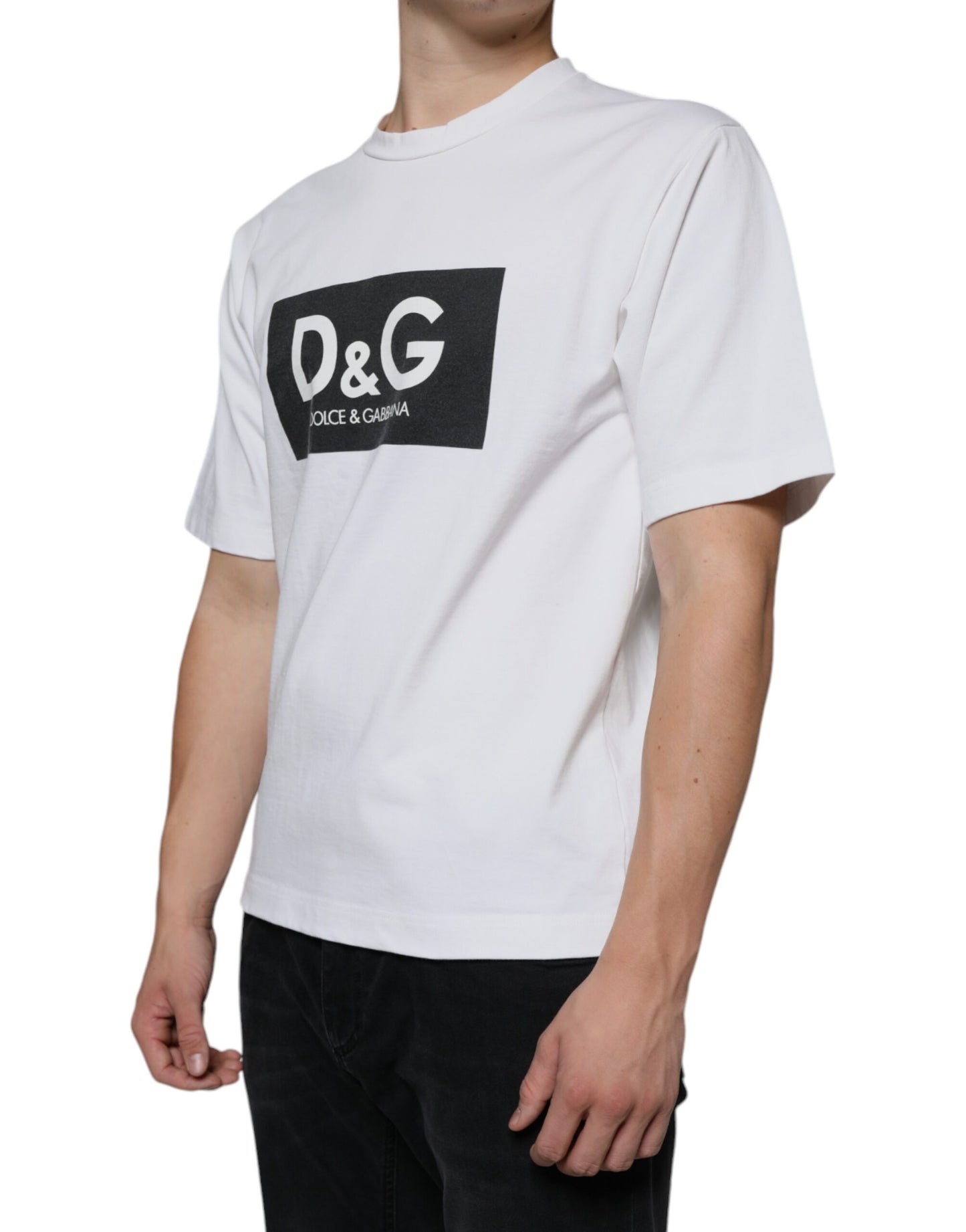 Dolce &amp; Gabbana – Lässiges T-Shirt aus weißer Baumwolle mit DG-Logo-Print