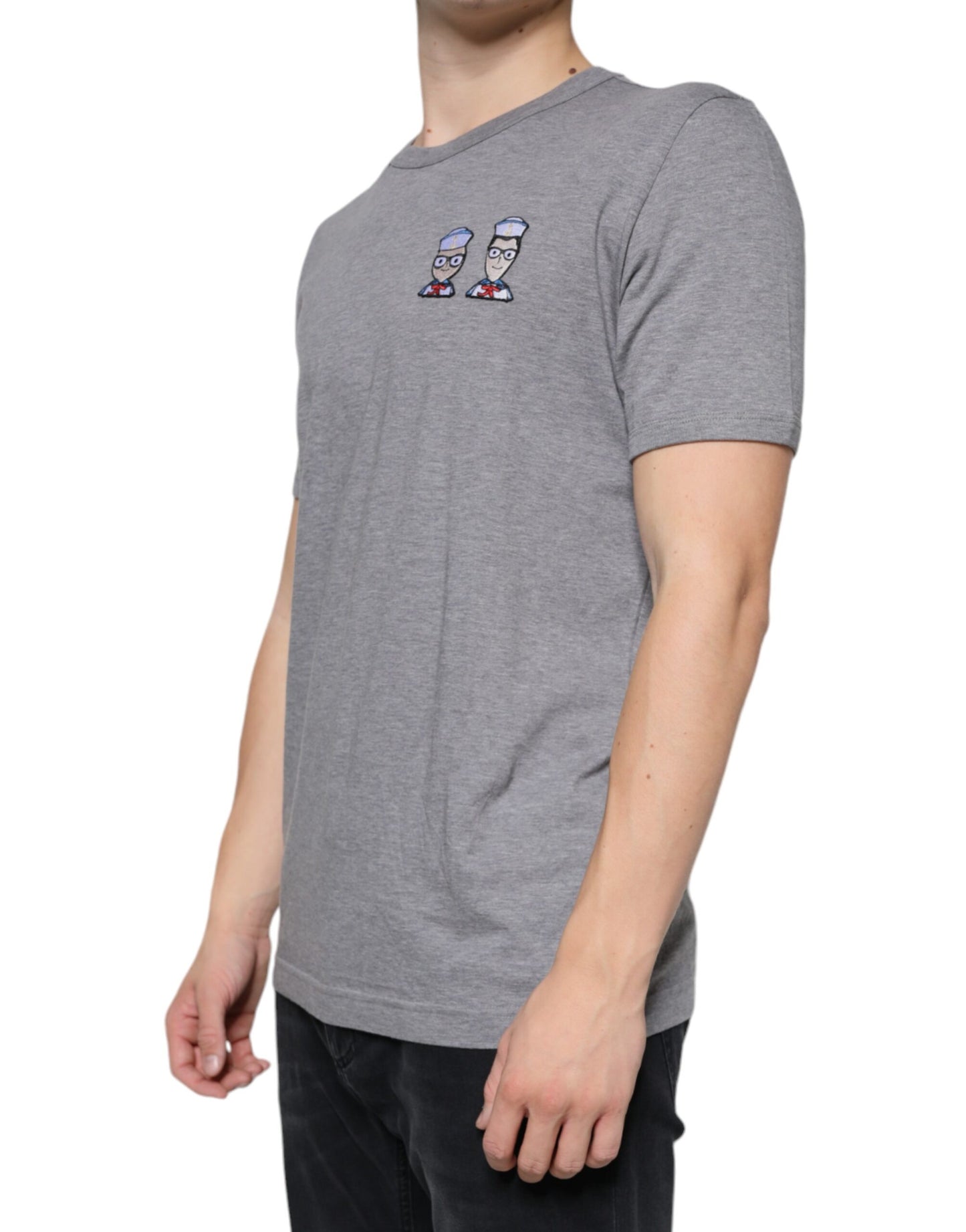 Dolce &amp; Gabbana – Graues Baumwoll-T-Shirt #DGFamily mit kurzen Ärmeln