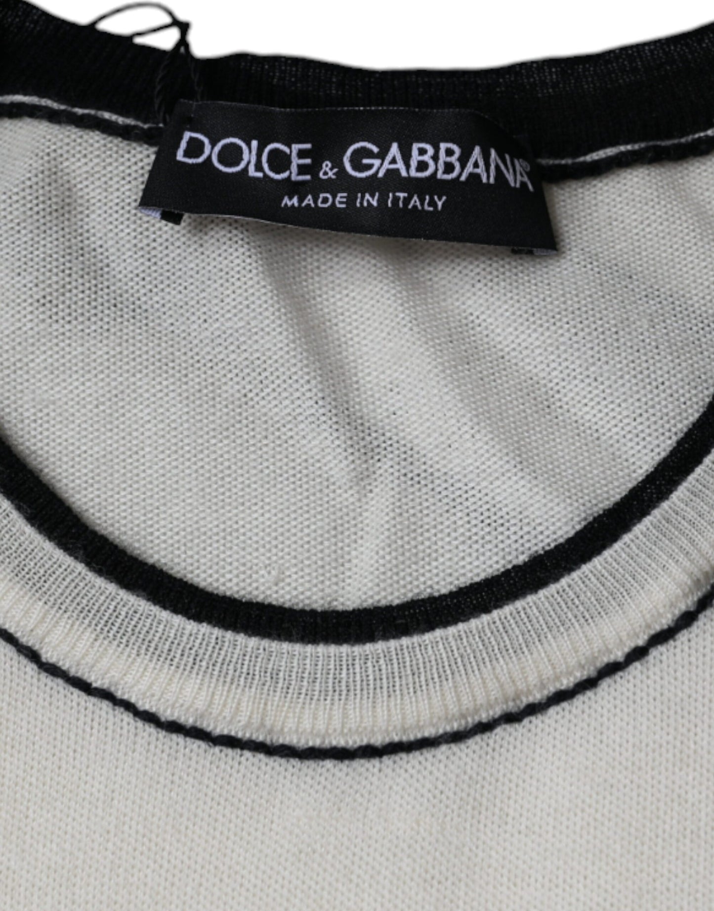 Dolce &amp; Gabbana – Kurzärmliges T-Shirt aus cremefarbenem Kaschmir