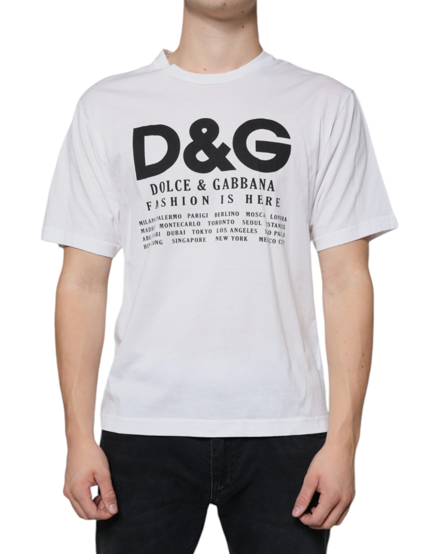 Dolce &amp; Gabbana – Lässiges T-Shirt aus weißer Baumwolle mit DG-Logo-Print