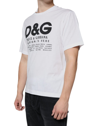 Dolce &amp; Gabbana – Lässiges T-Shirt aus weißer Baumwolle mit DG-Logo-Print